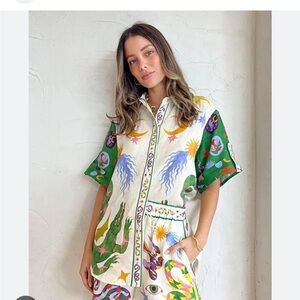 Colorful Graphic Button-Up Shirt